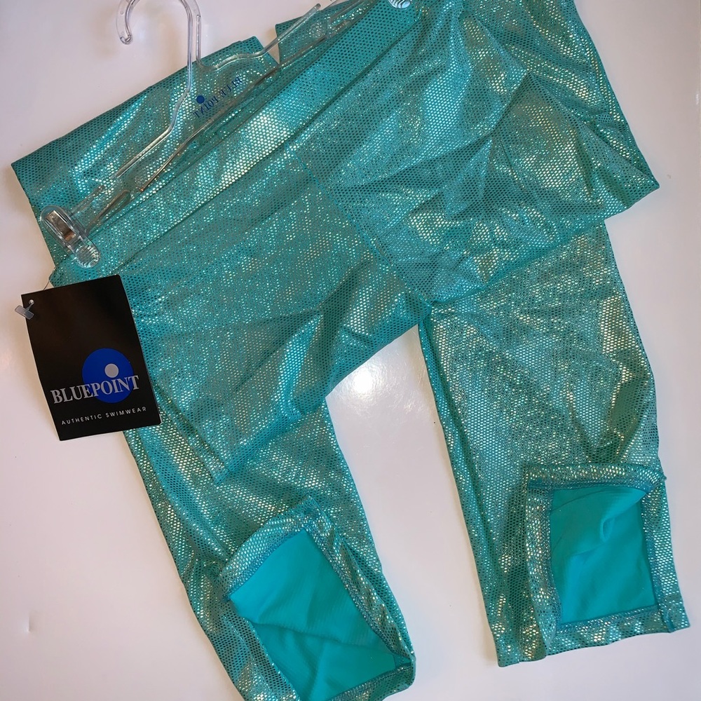 NWT 80s Vintage Beautiful Blue Sparkly Capris